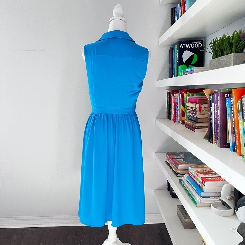 Hobbs London Sleeveless Midi Blue Dress sz US 6 / UK 10 - Picture 4 of 15